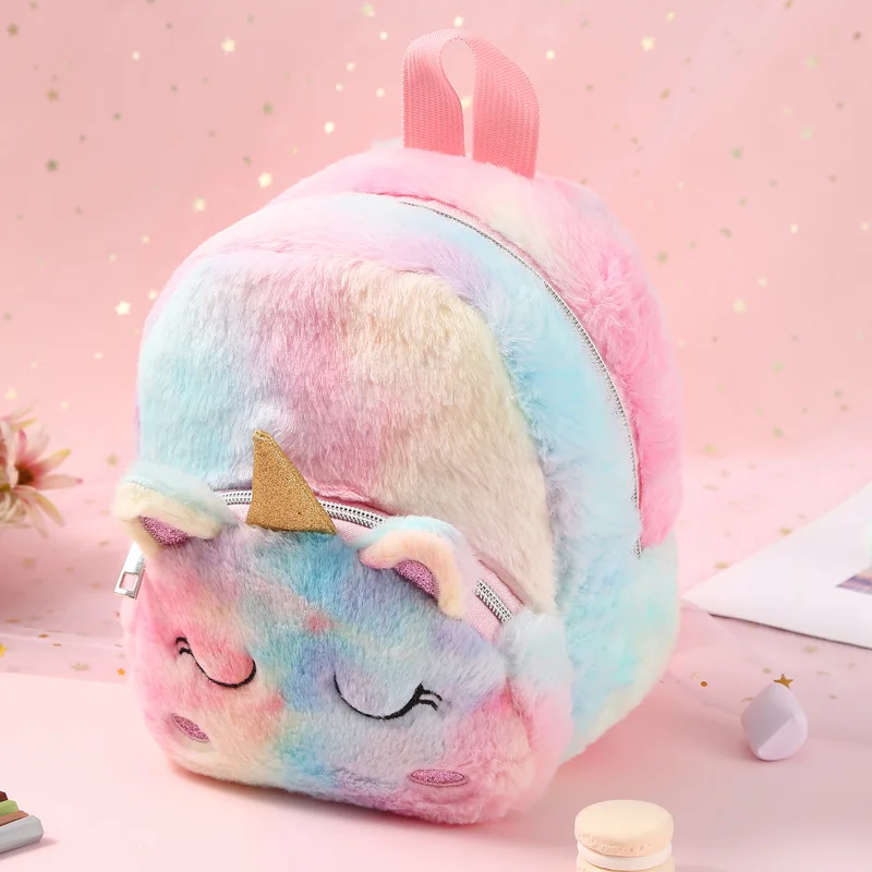 Lovely Unicorns การ์ตูนกระเป๋าหนังสือโรงเรียนกระเป๋าเป้สะพายหลังน่ารักแฟชั่น 3D Plush กระเป๋าเป้สะพายหลังสําหรับกระเป๋าเดินทางเด็กกระเป๋านักเรียนเด็กของขวัญ