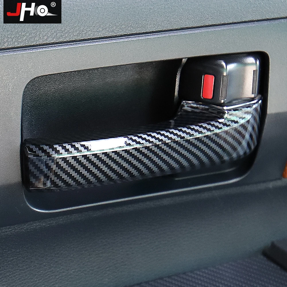 JHO ABS Carbon Grain Inner Door Handle Overlay Cover Trim For Toyota Tundra 2014 -2020 15 16 2017 18 19 Crew Cab Car Accessories