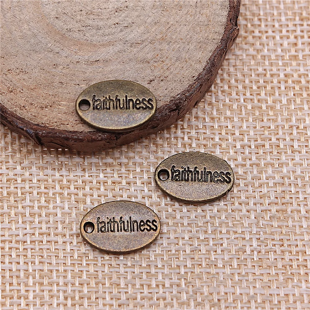 free shipping 59pcs 14x10mm antique bronze faithfulness charms diy retro jewelry fit Earring keychain hair card pendant