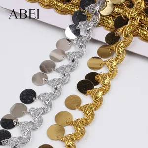 Payetler, dantel, 35mm ila 2 metre, aksesuarları, giyim, dikiş, altın ve gümüş, kendin yap asılı pullu satıcı kumaş Kumaş için en iyi 10 satış, paete dourado-no. 6