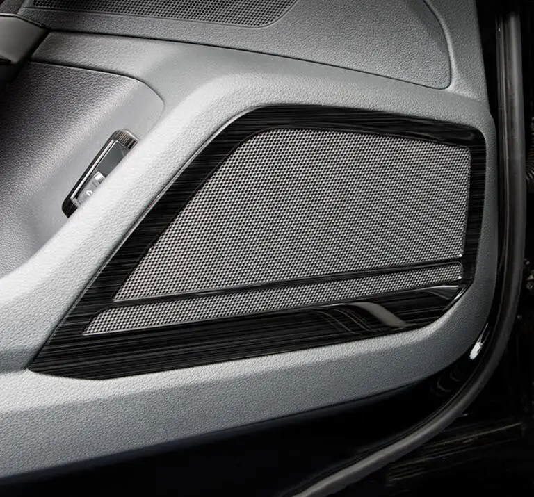 

Для Audi A6 C8 2019 2020 автомобильные аксессуары для интерьера Стайлинг двери стерео динамик декоративная рамка, обшивка, накладка Цвет углеродного волокна