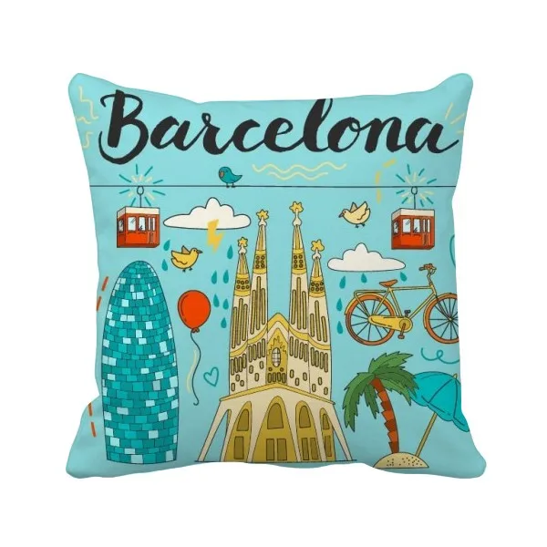 Barcelona Spanish Sagrada Familia Throw Pillow Square Cover