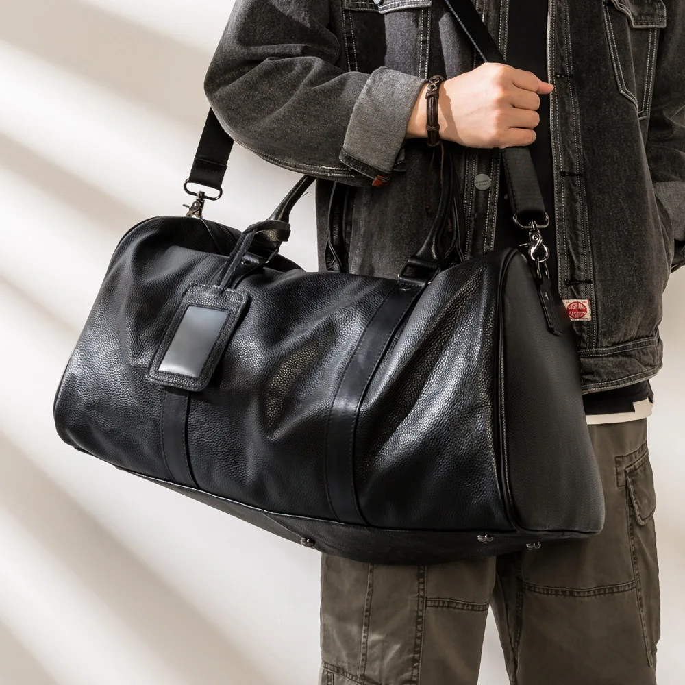 Männer Reisetasche Aus Echtem Leder Casual Hand Gepäck Tasche Hohe Kapazität Duffle Schulter Schuh Tasche Für 17 Zoll Laptop NUPUGOO – Detail 3