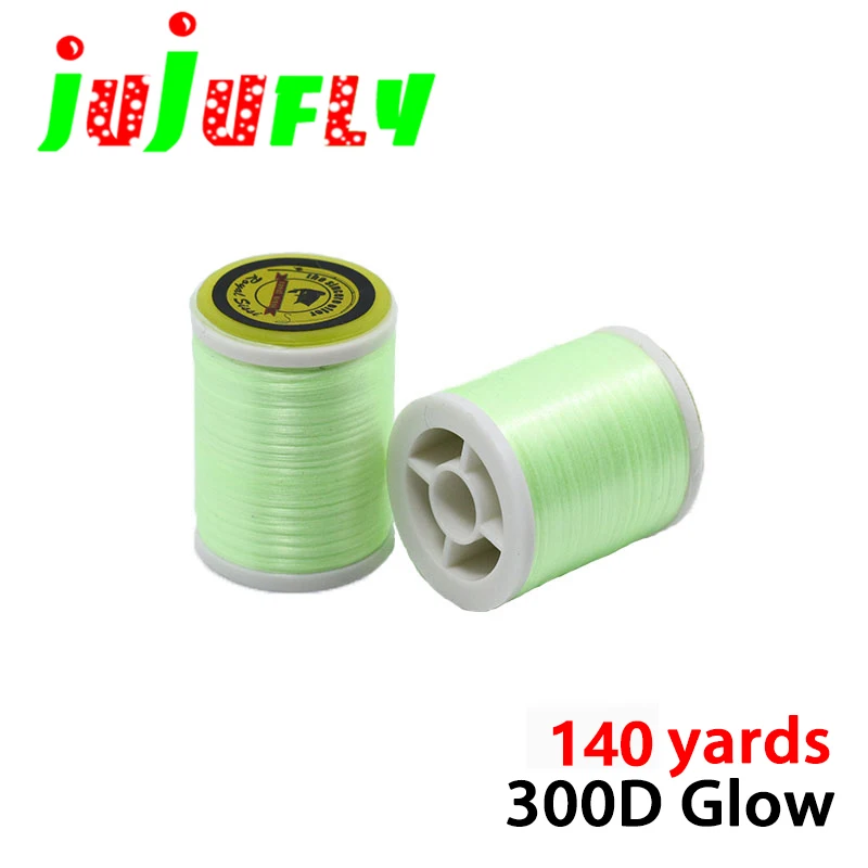 140 yards/spool 300D verbeterde lichtgevende vliegbinddraad glow in dark floss garen voor jigging haak nimf vliegen koppelverkoop materialen