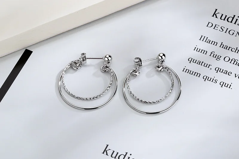 925 Sterling Silver Circle Piercing Hoop Earrings For Women Girls Engagement Trendy Wedding Party Jewelry Pendientes Jlfjdla