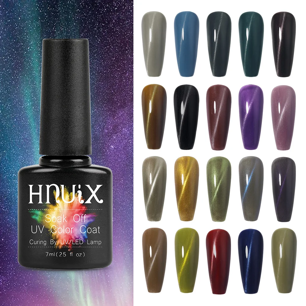 

HNUIX 7.5ml Nail Polish Magnet Cat Eye Set Soak Off Semi Vernis Permanant Holographic Glitter Gel Lacuqer UV LED Varnish