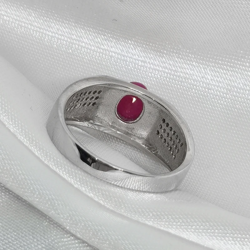 MeiBaPJ Natural Ruby Gemstone Fashion Simple Flower Ring for Men Real 925 Sterling Silver Fine Party Jewelry