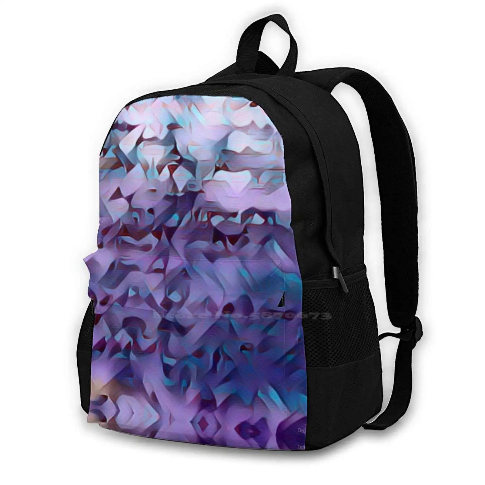 Cubist Pastel Pattern Backpack For Student School Laptop Travel Bag Pastel Cubist Pattern Geometric Blue Abstract Green Shapes