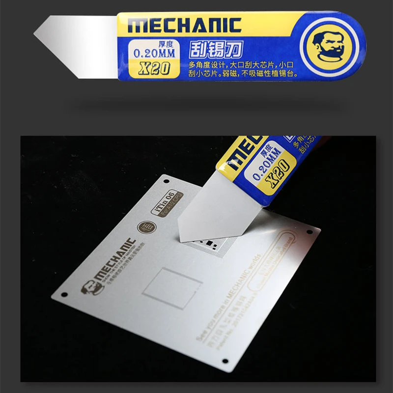 Mechanic High Toughness Solder Paste Tin Scraper Knife Scraper Tin Planting for BGA Stencil Reballing Mobile Phone Repair Tools