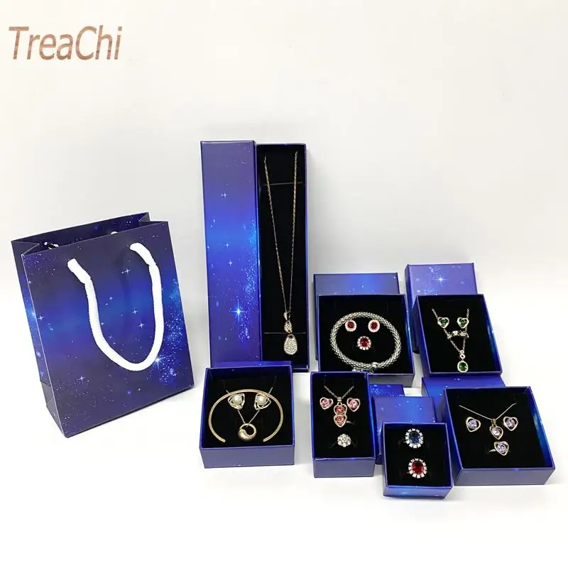 Creative New Blue Starry Sky Carton Jewelry Packaging Gift Box Ring Necklace Storage Gift Box Bracelet Box