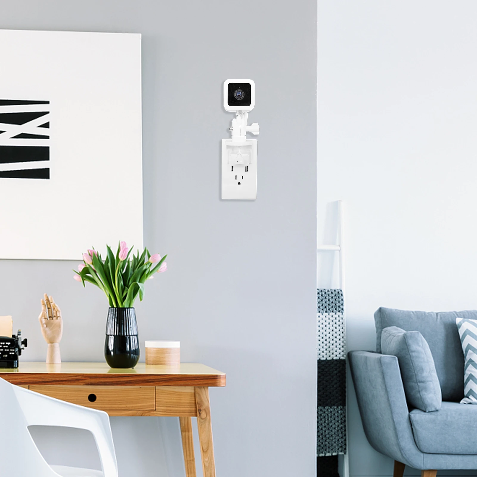 Hoa Kỳ Loại Phích Cắm Ổ Cắm Giá Đỡ Ốp Cho Wyze Cam V3 Cắm Ổn Định Giá Đỡ Gắn Bộ Camera An Ninh Phụ Kiện