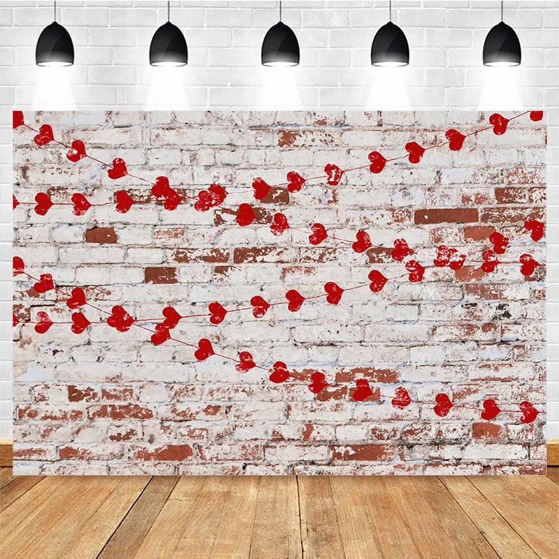 

Mocsicka Valentine's Day Photography Background Retro Brick Wall Decoration Props Bridal Shower Adult Portrait Backdrop Studio