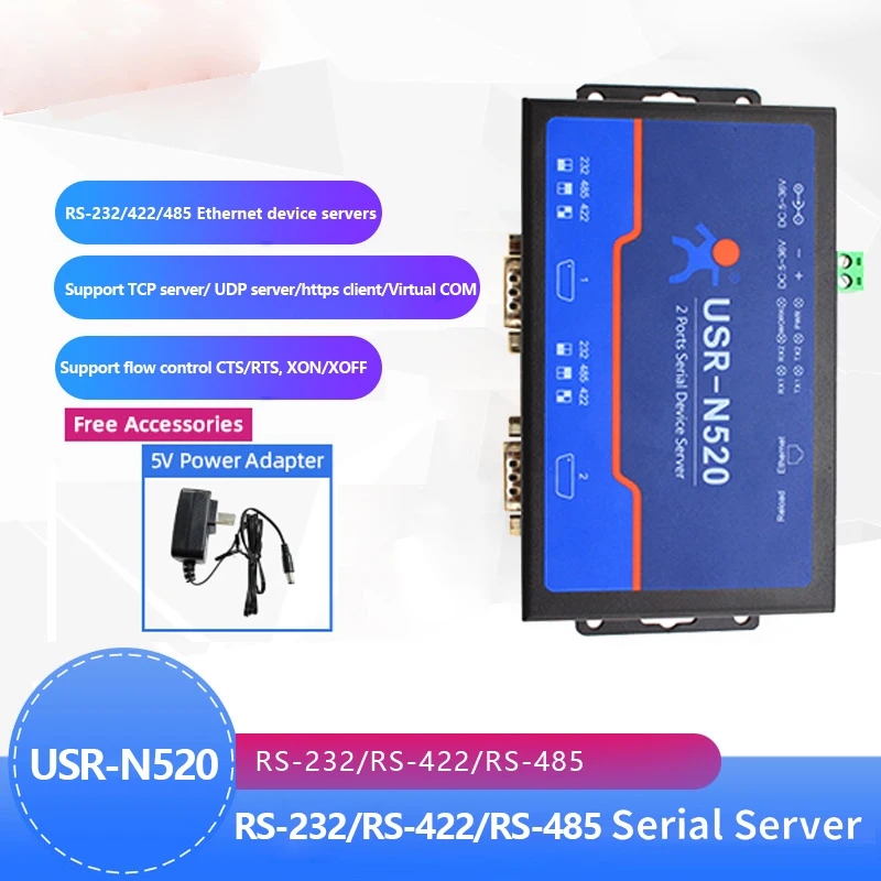 

USR-N520 Serial Device Server-LAN Ethernet to RS232 RS485 RS422 Converter,Industrial automation control for data transmission520