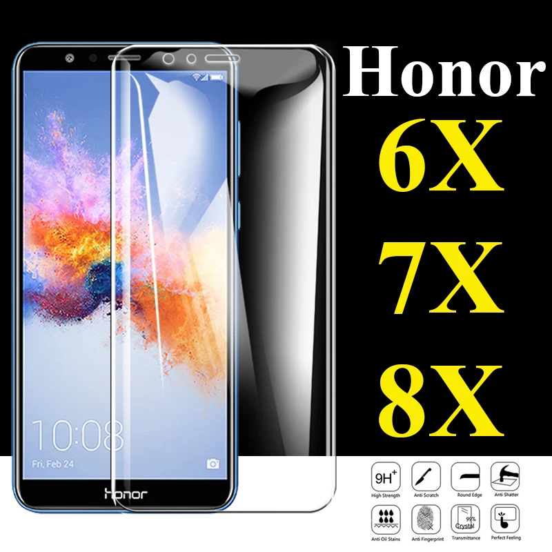 Szkło ochronne na huawei honor 8x ochraniacz ekranu 6x 7x szkło hartowane 6 7 8 x x6 x7 x8 huawai honer arkusz krzywki pancerz