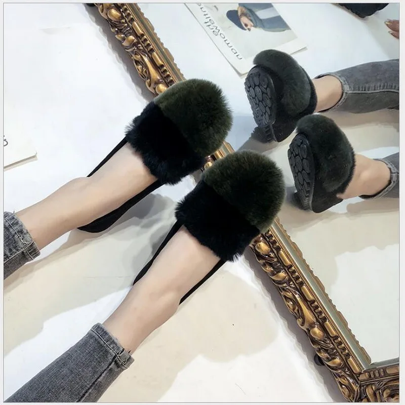 Autumn and winter  Flock Women Flat Shoes ladies flat heels platform plush loafers comfort slip-on espadrilles warm winter shoes