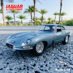 Bburago-Jaguar E-type Coupe Modelo de Carro Clássico, Carro Retro Liga, Presente Coleção, 1:18, Decoração