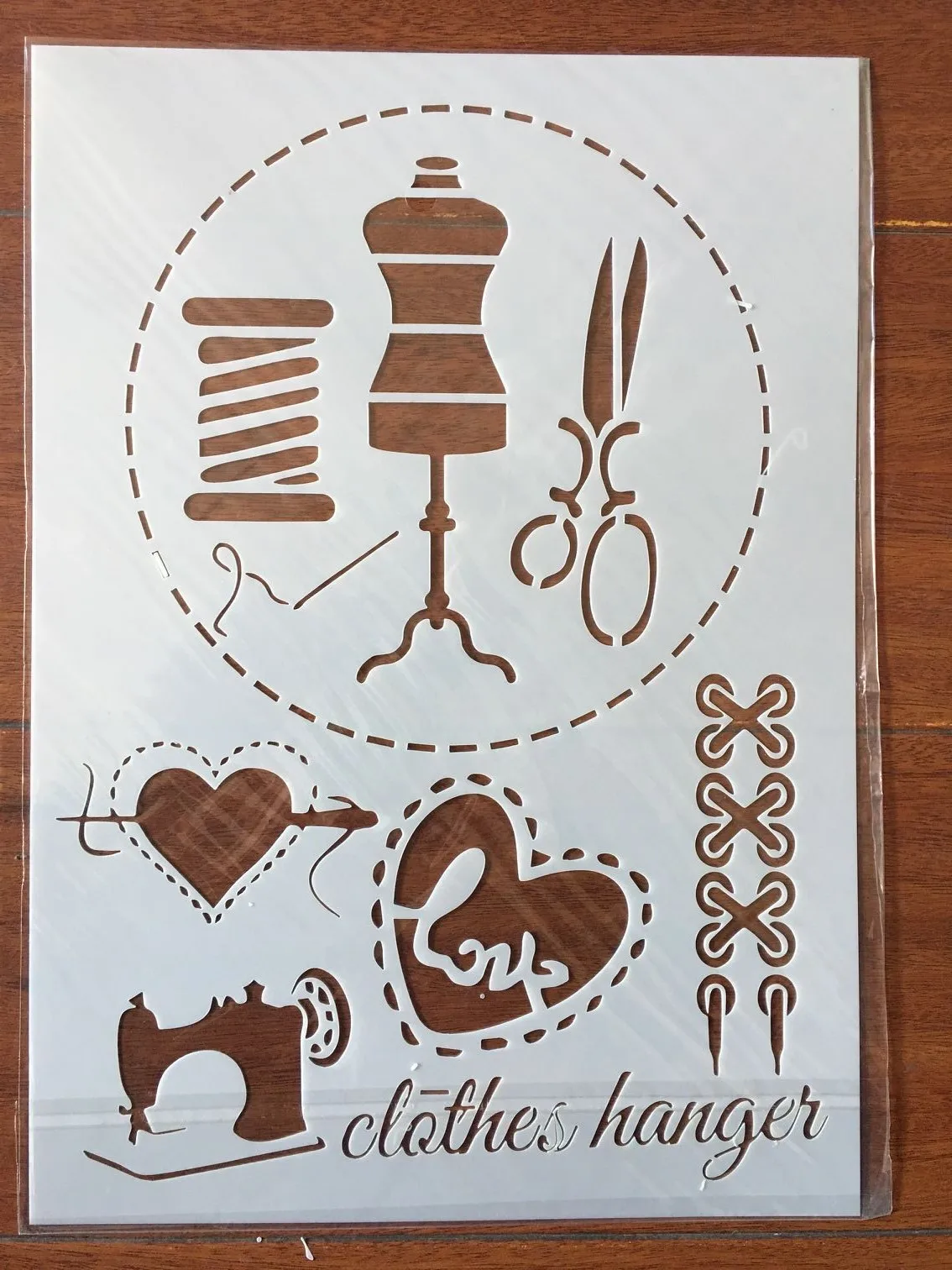 4pcs / set A4 Clothes sewing machine  Stencils Painting Coloring Embossing Scrapbook Album Decorative Template image 2