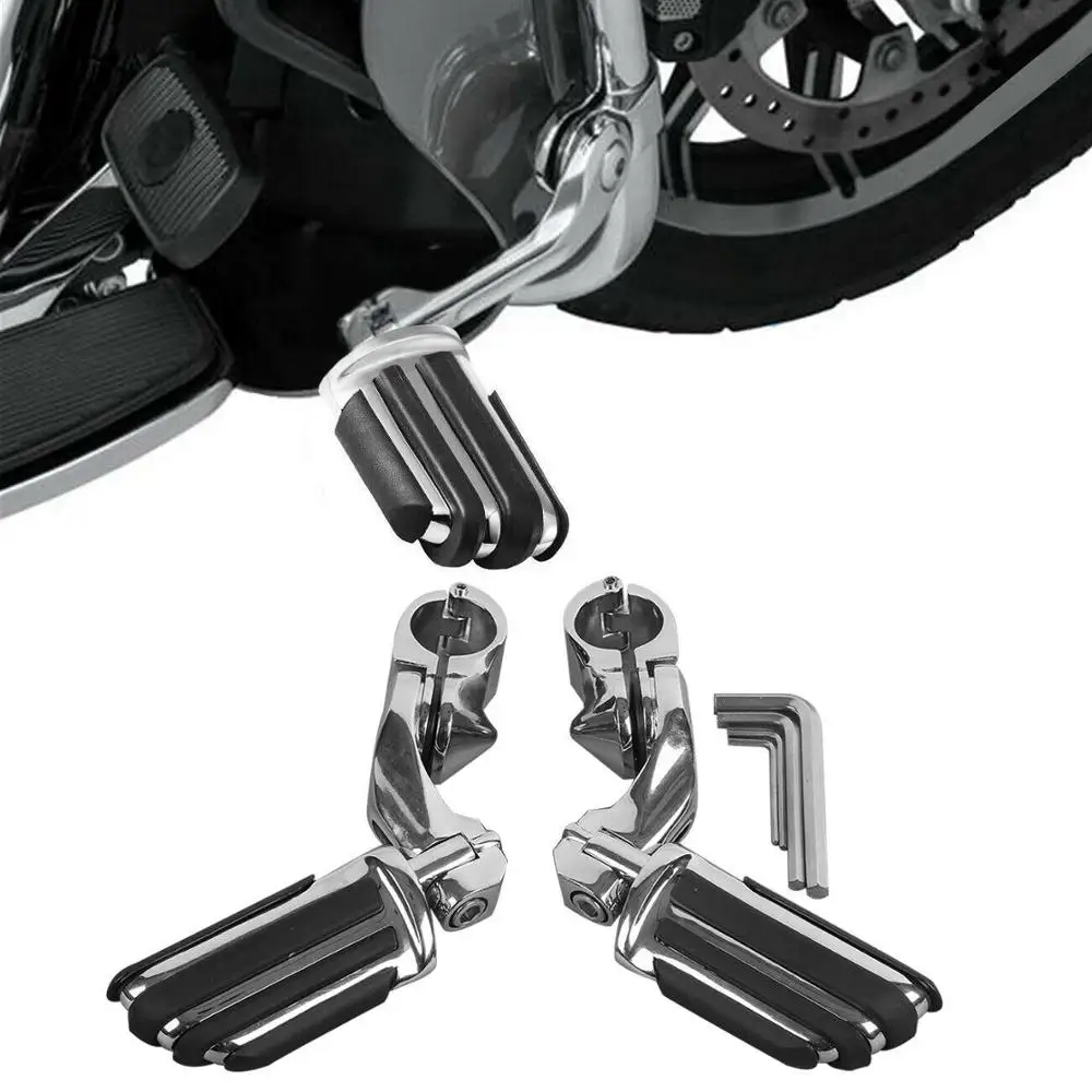 

Motorcycle 32mm 1.25" Short Angled Adjustable Highway Foot Pegs For Harley