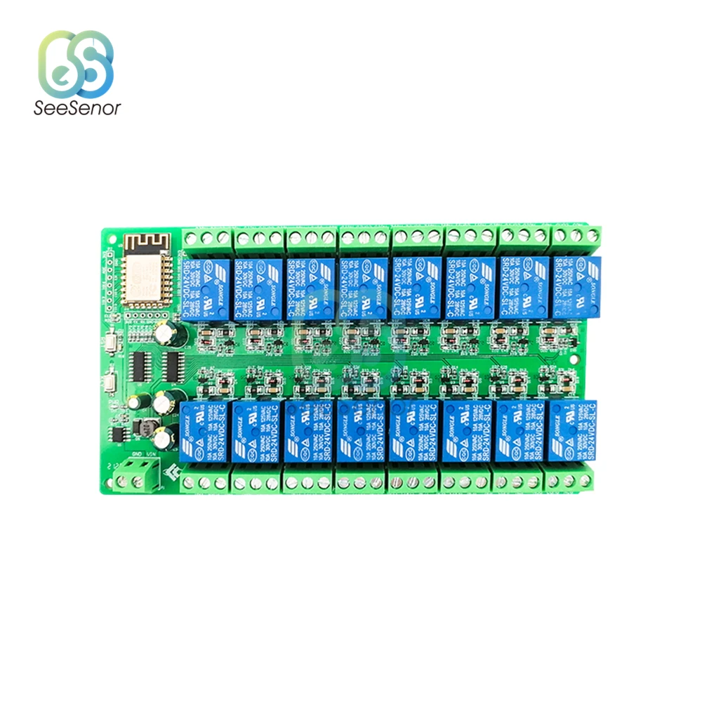 ESP8266 Wireless WIFI Relay Module 16 Channel ESP-12F Wifi Development Board DC 5V 12V 24V