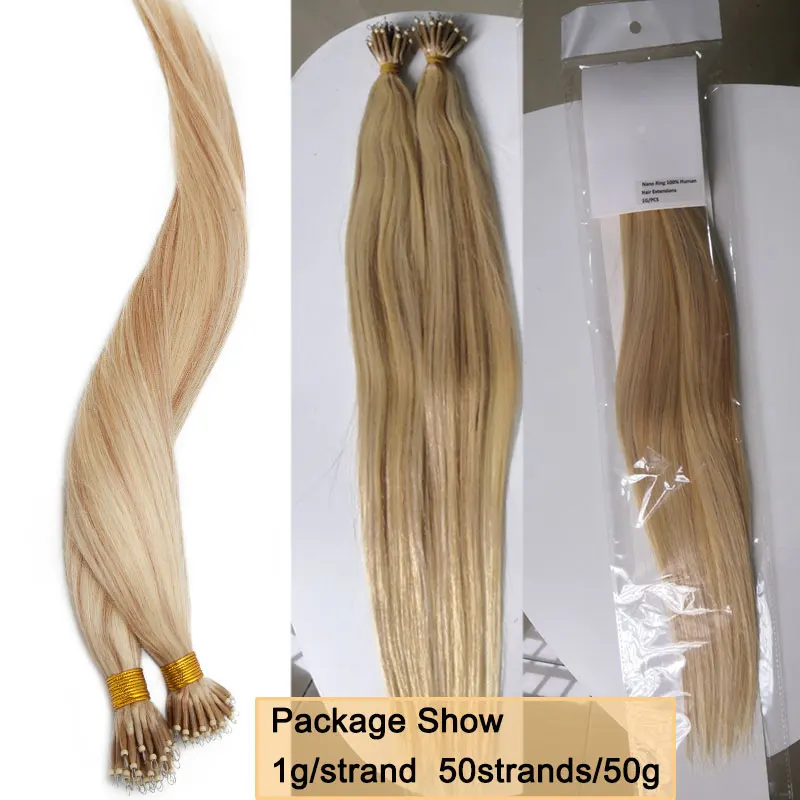 SEGO 16-24 Inch 1G/S 50Pcs Real Human Hair Nano Ring Hair Extensions Machine Remy Pre-bonded Straight Nano Tip Indian Hair