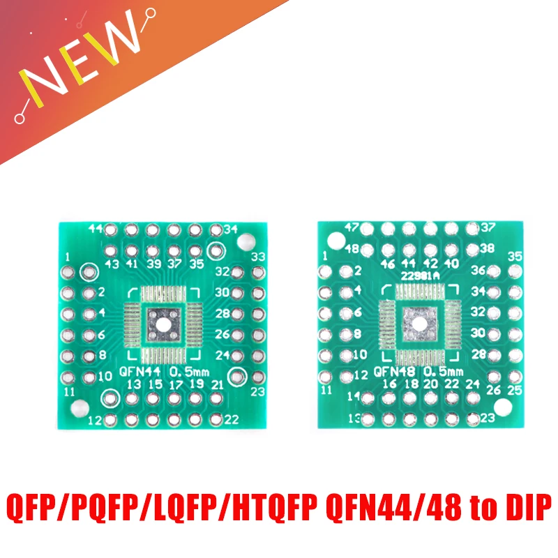 5pcs/1pc 0.5mm QFP/PQFP/LQFP/HTQFP QFN44/48 turn DIP Adapter plate