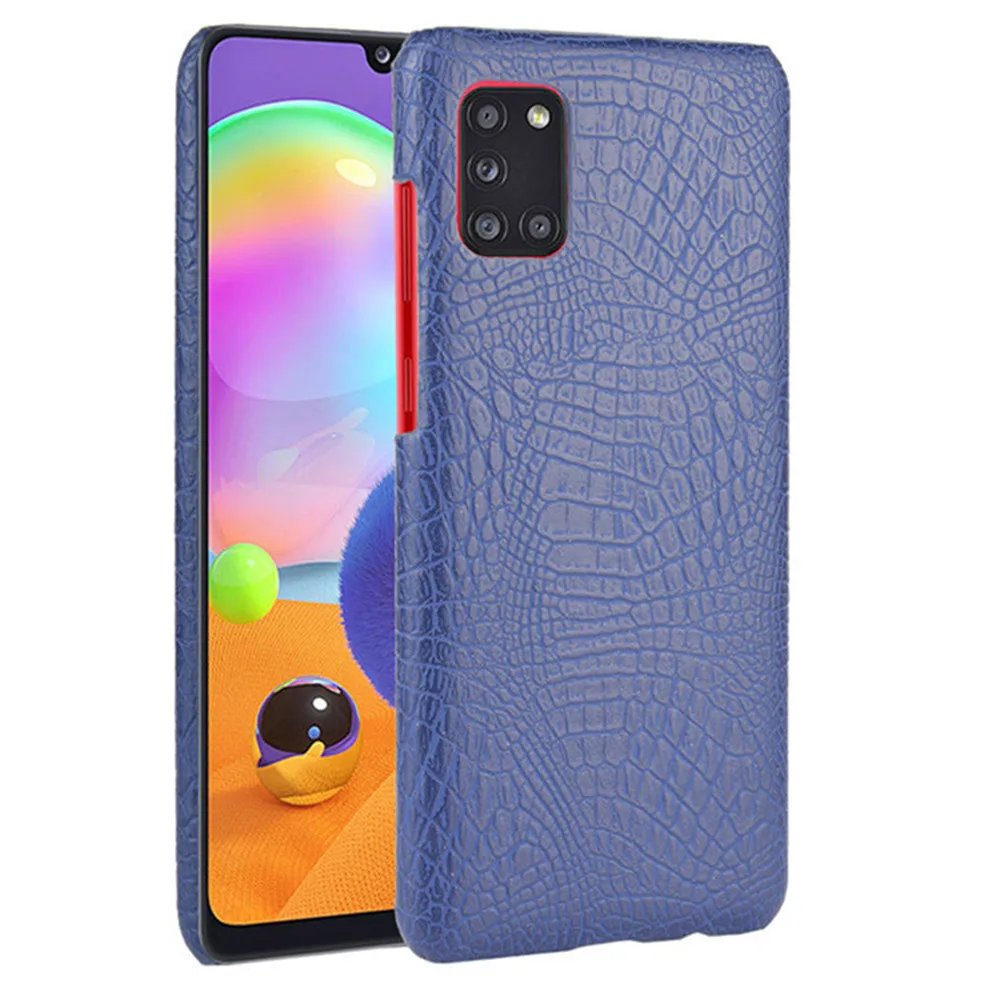 For Samsung Galaxy A31 A315F Case Crocodile Skin PU Leather Hard Back Cover Case For Samsung A31 2020 A315 Shockproof Phone Case