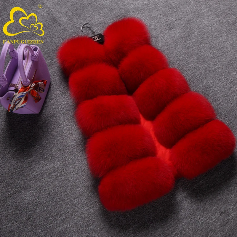 Colete de pele de raposa falsa para mulheres, top fino quente, jaqueta casual de pele falsa, casaco sem mangas de inverno, moda