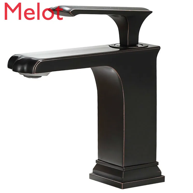 

Black Ancient Copper Hot and Cold Wash Basin under Counter Basin Faucet Nordic Black Square Wash Basin Household