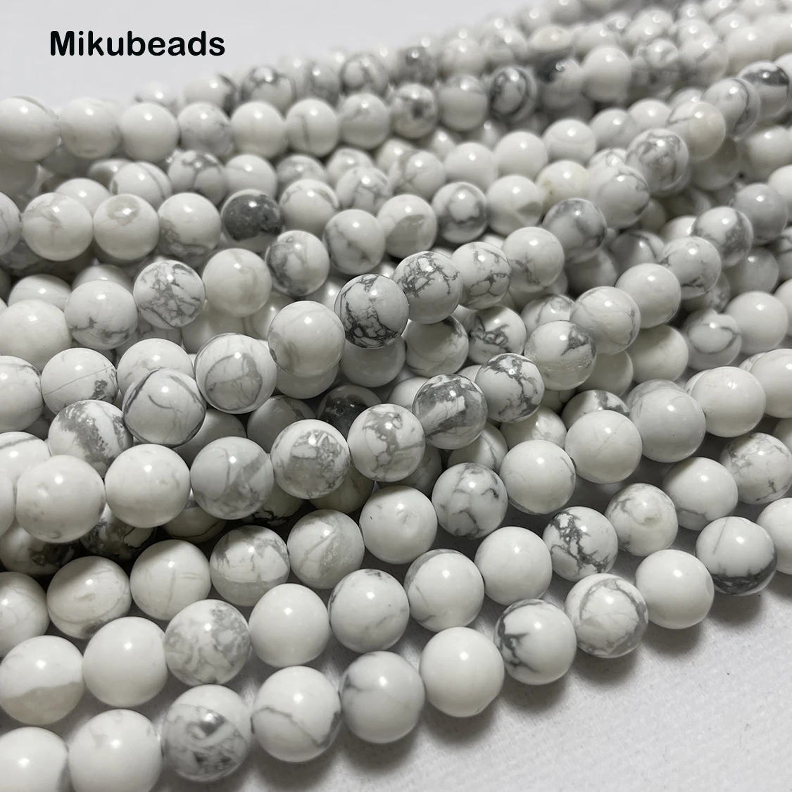 Wholesale Natural Stone 6mm 8mm 10mm White Howlite Turquoises Smooth Round Loose Beads 15