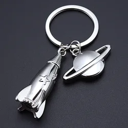 New Metal Rocket Keychain Men Dream Planet Spaceship Key Chain Space Travelling Car Keyring Best Gift Jewelry  K4231