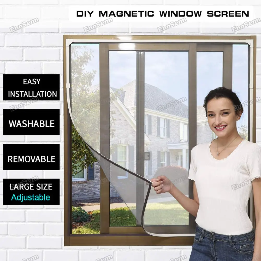 

Adjustable DIY Magnetic Window Screen windows Removable Washable Invisible Fly Mosquito Screen Net Mesh Customize