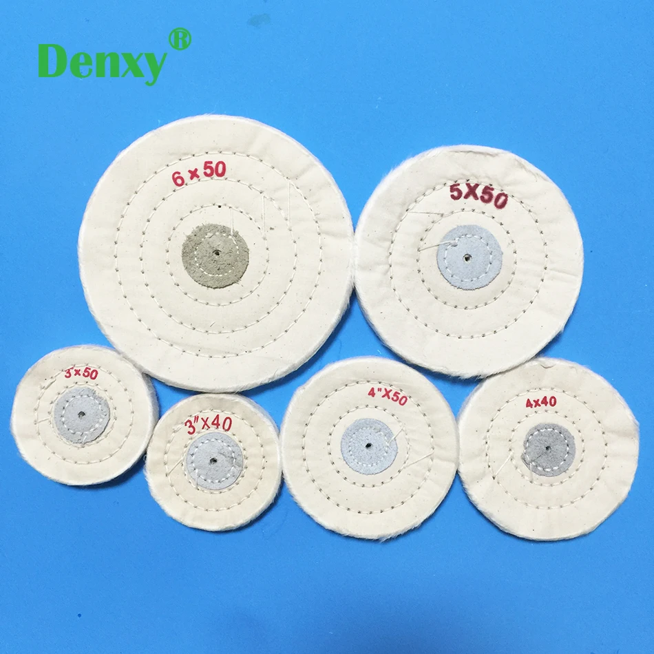 Denxy 10pcs Dental White Cloth Round Flannel Wheel Dental lab denture cloth polishing wheel white cotton cloth polisher wheel