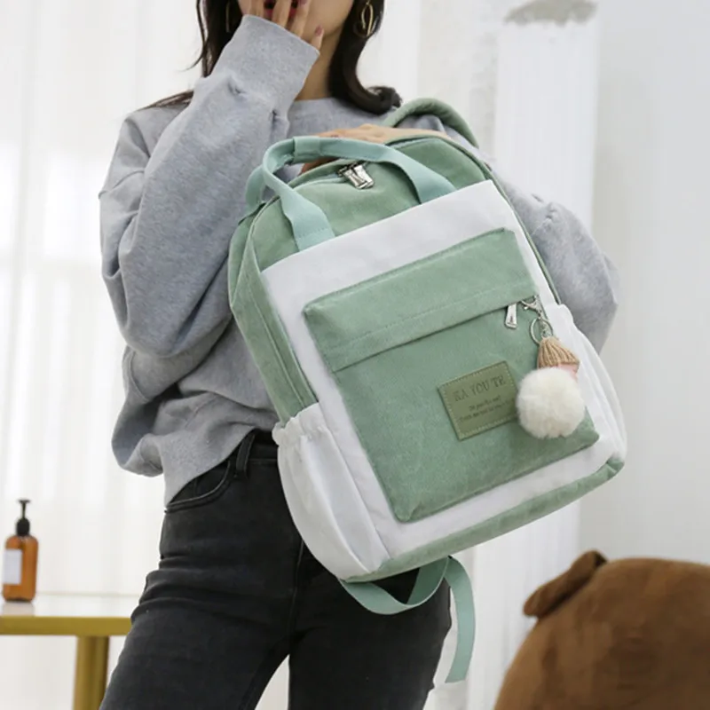 Woman backpack big kids fashion school bag youth travel backpacks girls storage bags schoolbag contrast color stitching handbag