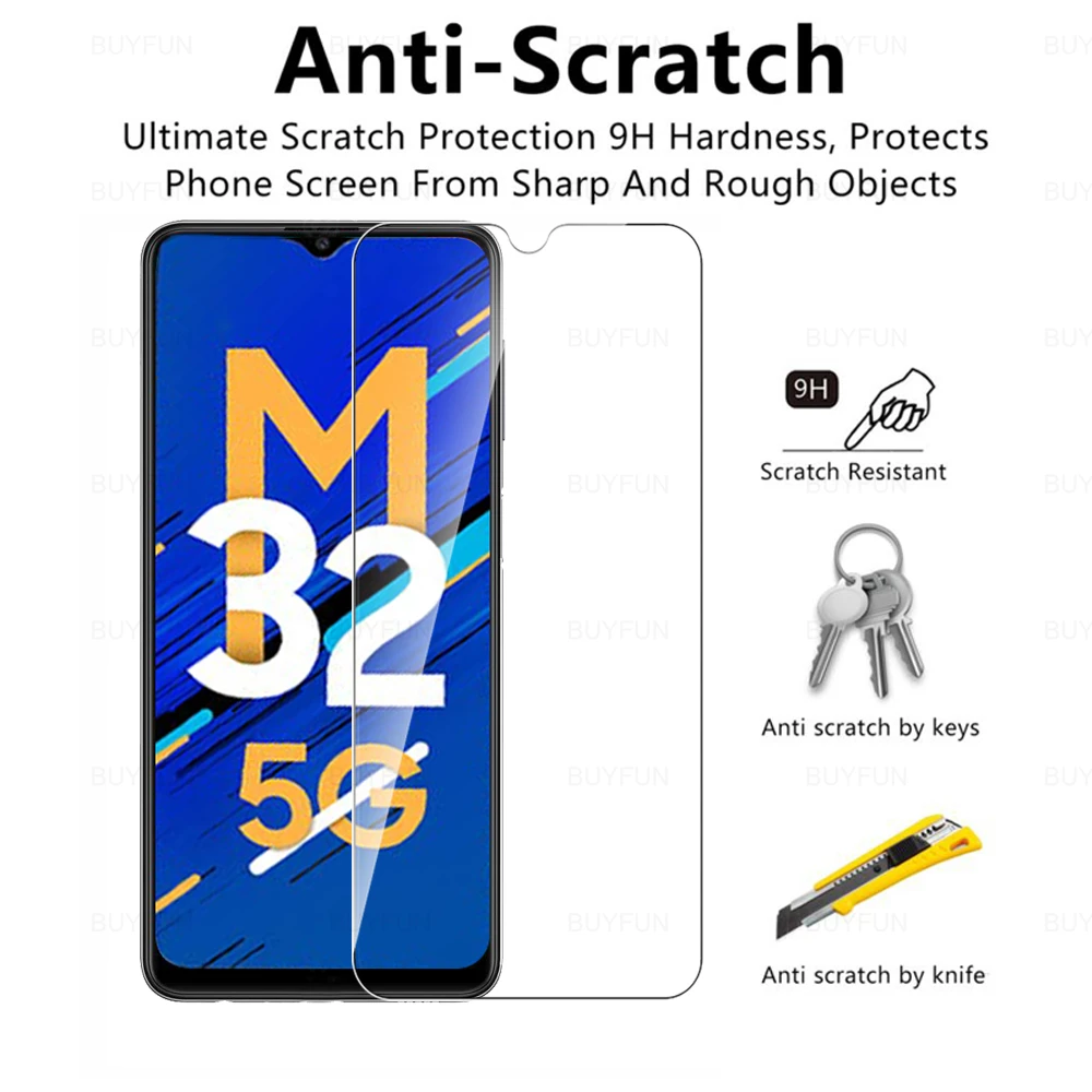 3PCS HD ป้องกันสำหรับ Samsung Galaxy M32 5G 6.5 "กระจกนิรภัยสำหรับ Samsung M32 5G กาแล็กซี่ M32 M32หน้าจอล้างฟิล์ม