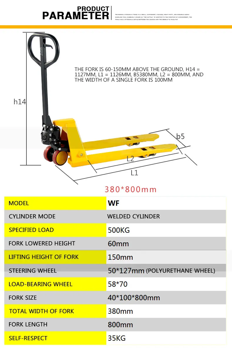 500kg forklift manual hydraulic pallet truck forklift trolley trailer Handling forklift