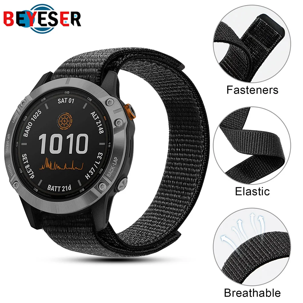 22mm 20mm Nylon Watchband Strap for Garmin Fenix 6 6S Pro Fenix 5 5S Plus Forerunner 935 945 Instinct Approach S60 Smart Watch