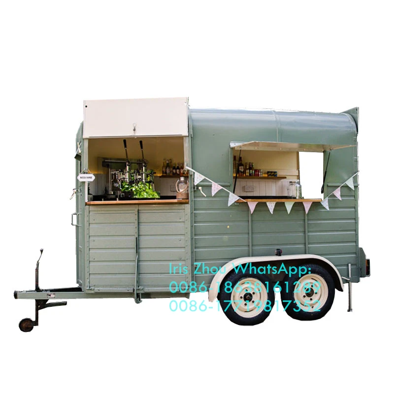 Horse Box Bar Vintage Street Mobile Food Trailer Commercial Food Truck Hot Dog Coffee Cart for sale