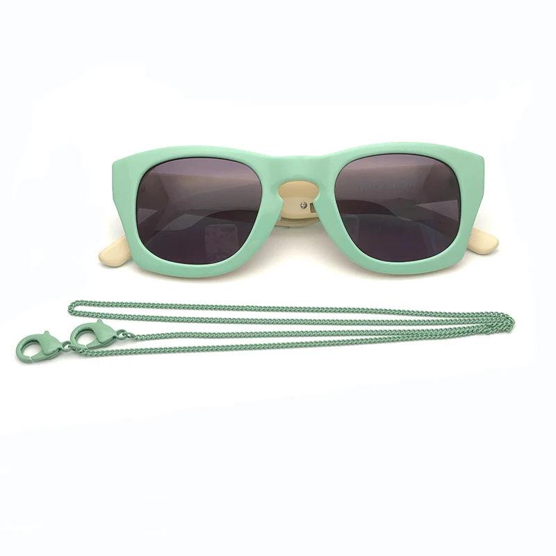 Mint Green Acetate Weird Rectangular Sunglasses For Women With Masking Chain Small Face Sunglasses Female Eyewear Oculos UV400