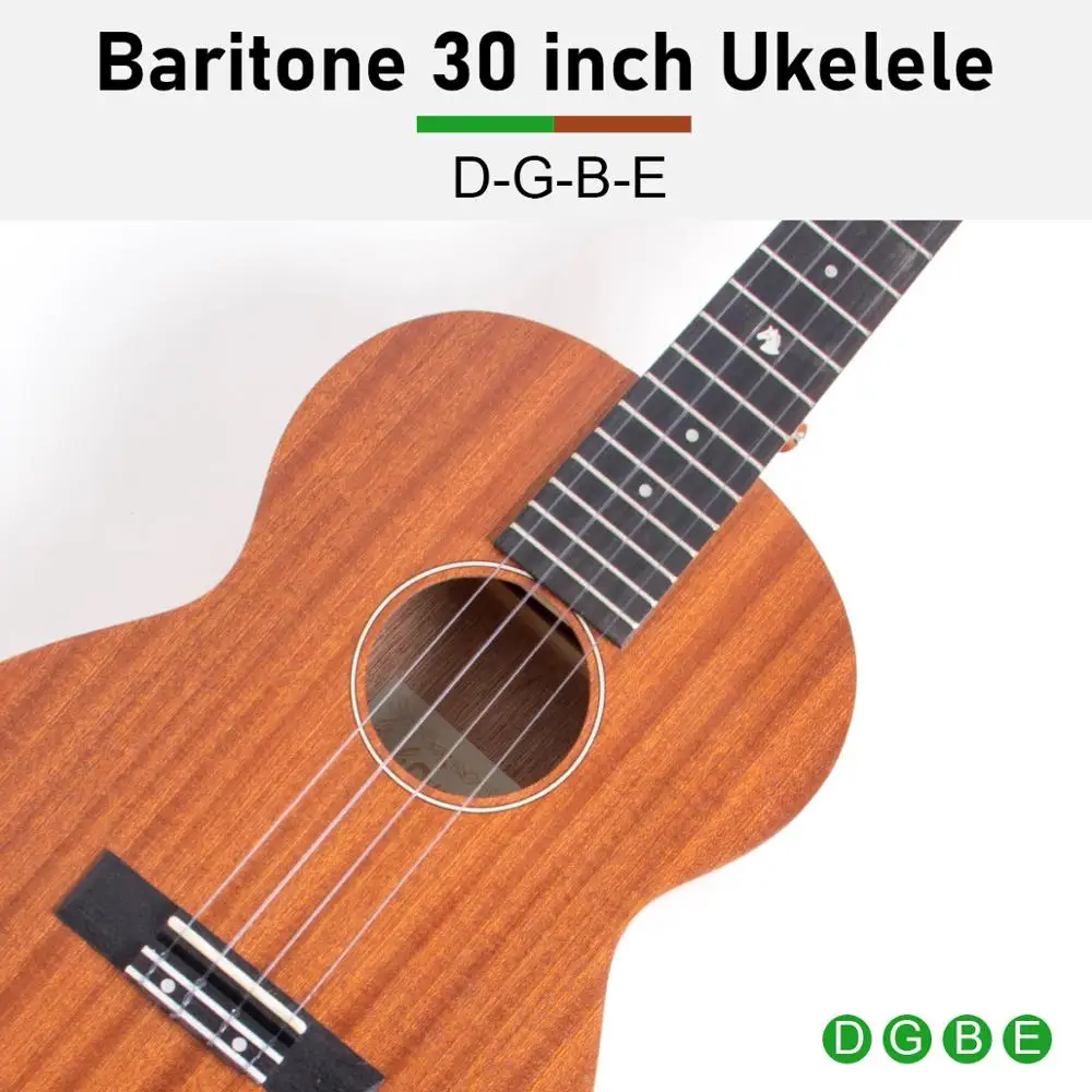 Horse Baritone Ukulele 30 Inch Mahogany Ukelele Starter Kit w/ Bag Strap String Capo Picks Christmas Gifts for Music Lover