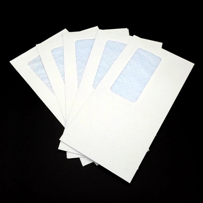 50pcs Security Envelopes with Window Confidential Seal Skyline Envelope for Postcard Letter Greeting Card School Office Supplies