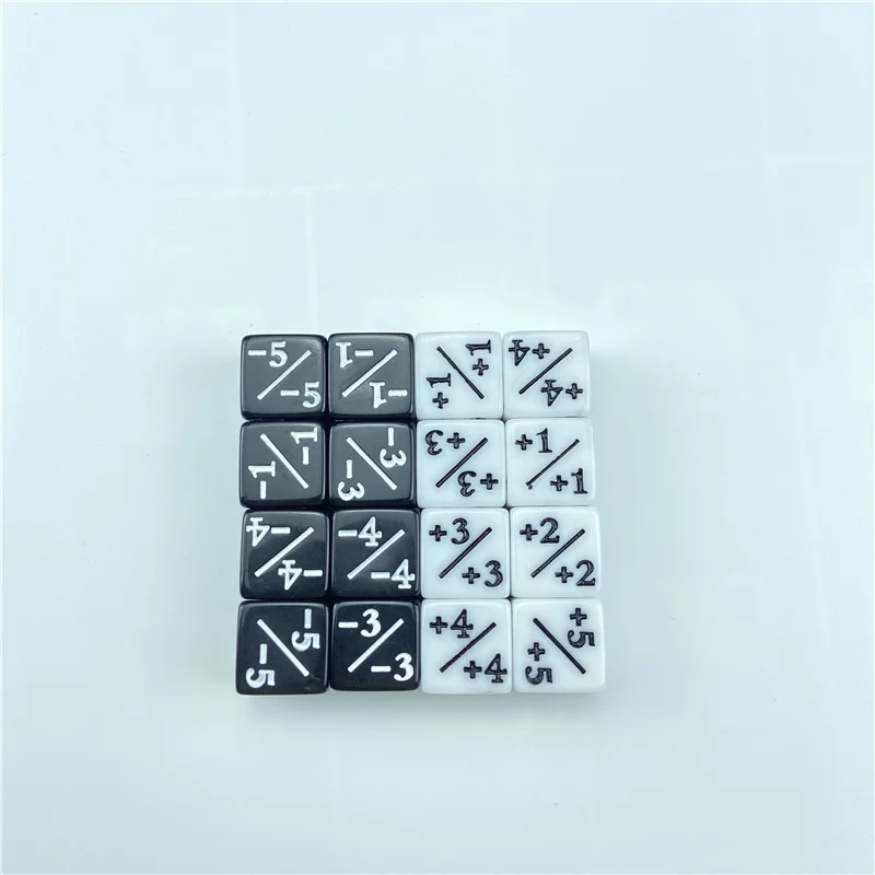 

100/200pcs Dice Counters 5 Positive +1/+1 & 5 Negative -1/-1 For Table Game Funny Dices White Black Teaching