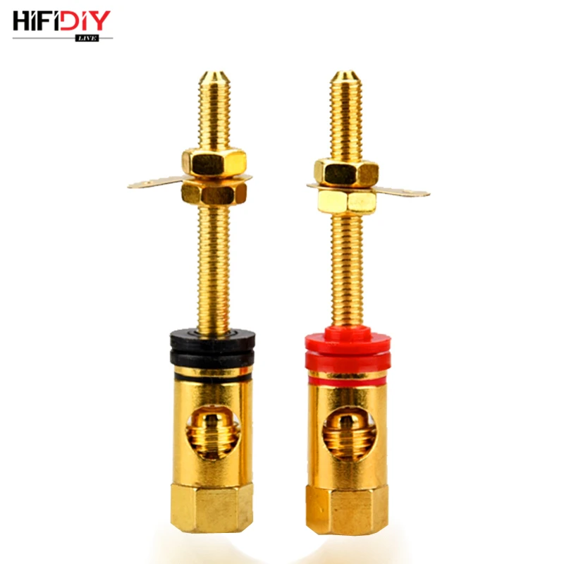 HIFIDIY LIVE 2pcs speaker DIY  lengthen terminal connector binding post HIFI amplifier Pure cupper Gold-plated Banana socket