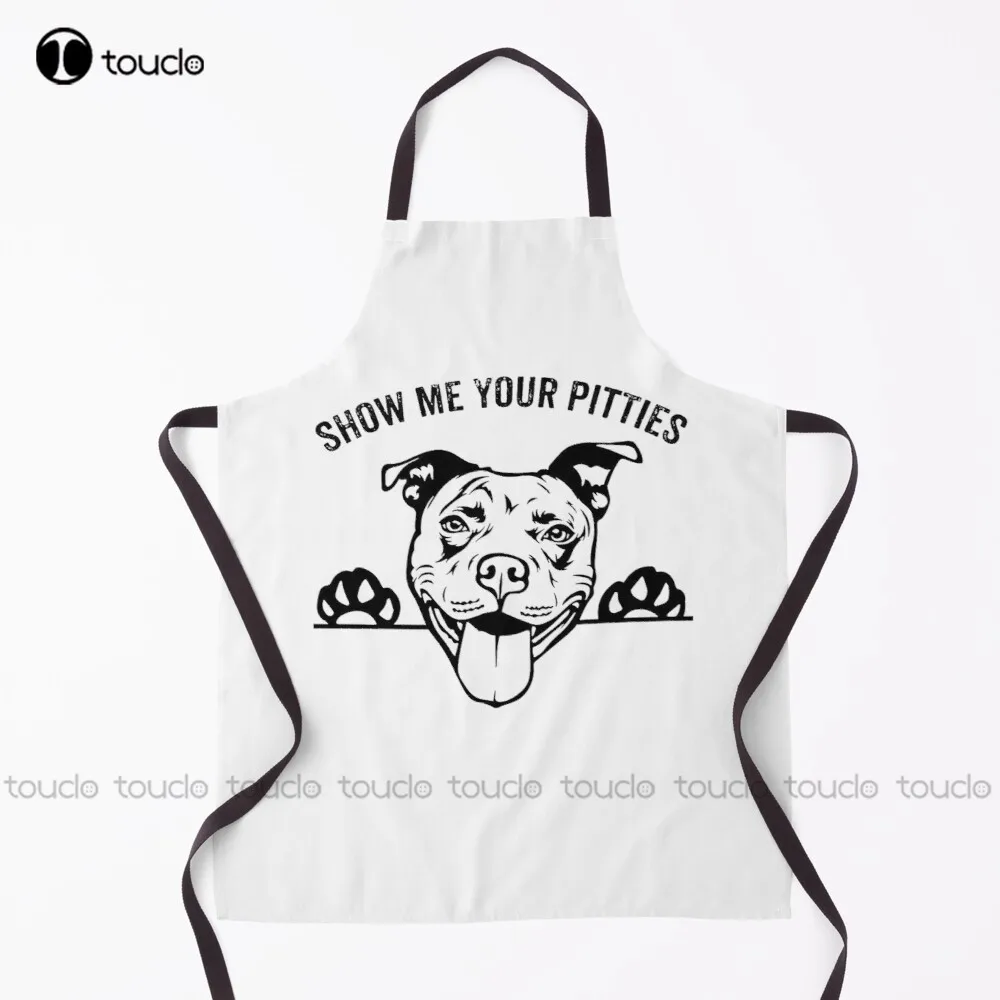 New Funny Pitbull - Show Me Your Pitties Apron Garden Kitchen Household Cleaning Personalized Custom Apron Unisex Adult