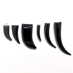 Natural Stone Black Hematite Tooth Pendant Necklace Charms Bracelets Bangles DIY Jewelry 2020 for Men Gifts for The New Year
