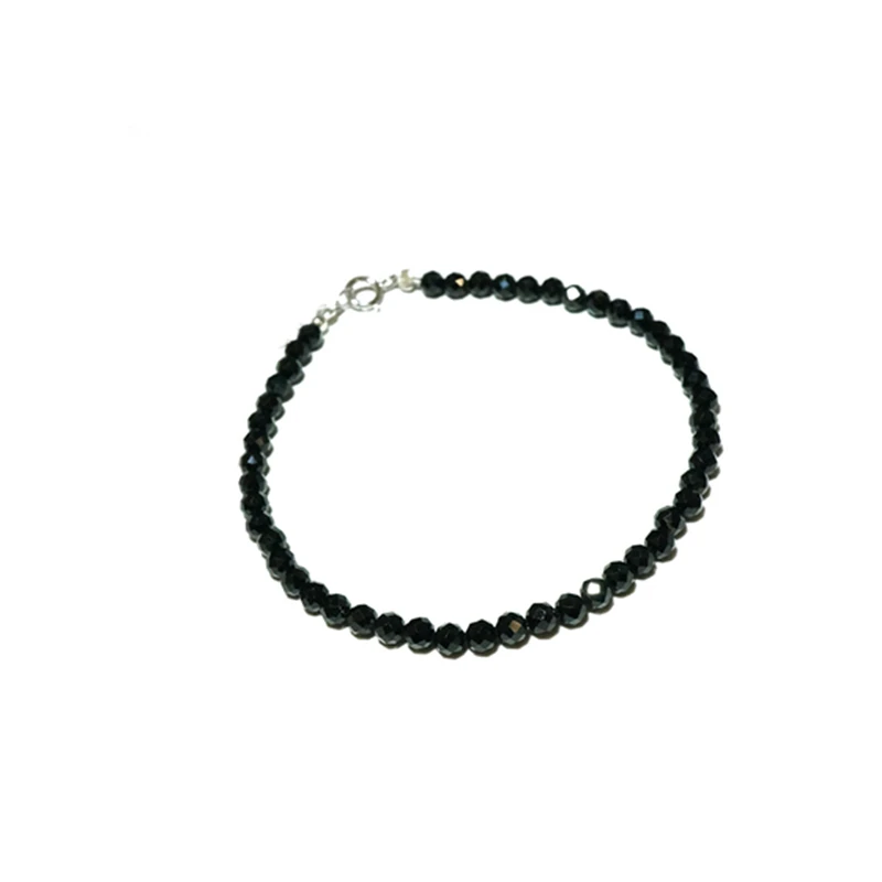 

Lii ji Natrual Shining Spinel 3mm Faceted Beads 925 sterling silver Fashion Bracelet 7''-8'' Dropshipping