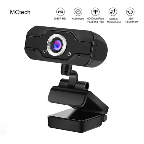 Webcam Full HD 1080P 60fps avec Microphone Intégré, Caméra pour Appels Vidéo, Conférence, Travail en Direct, Trépied