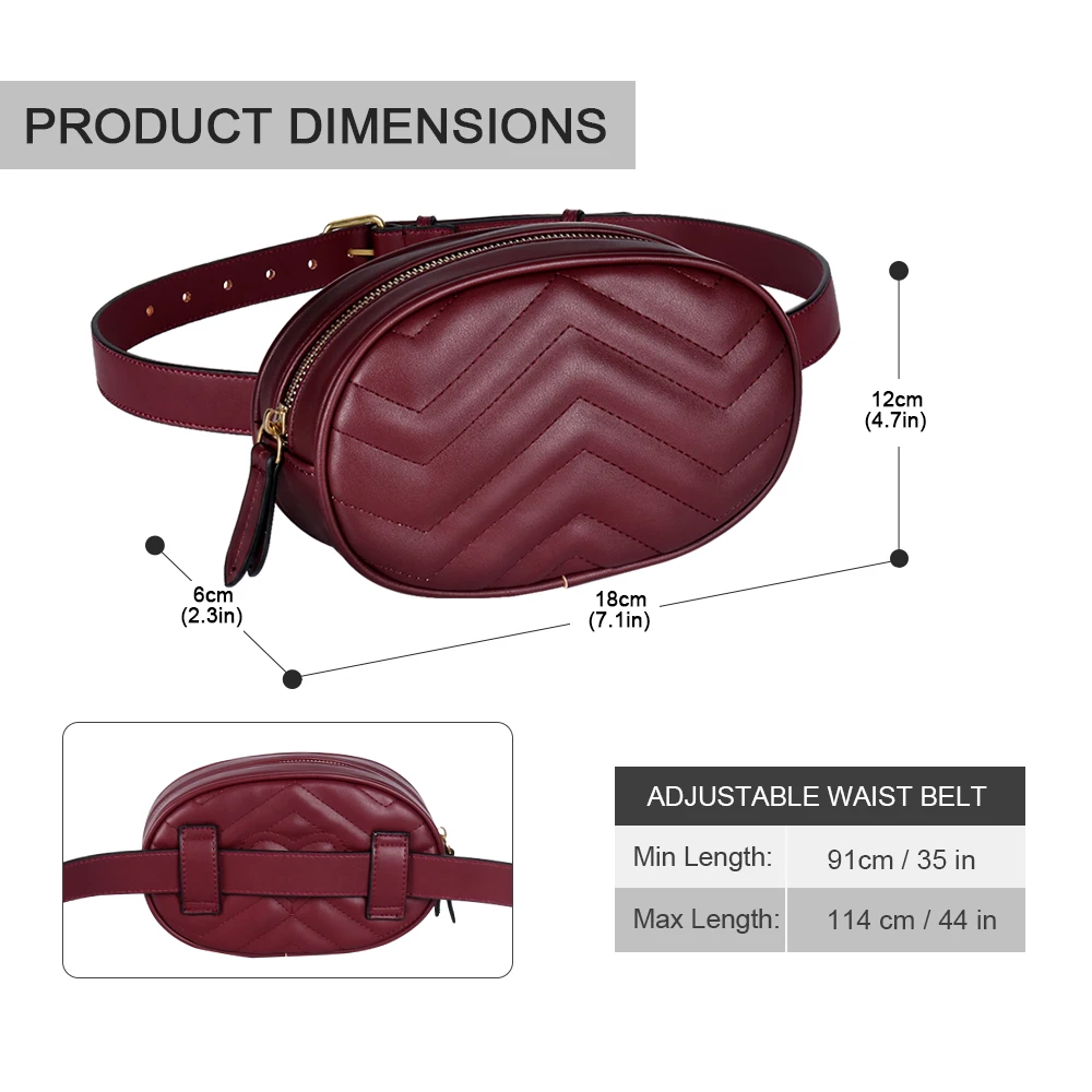 Geestock Fashion Women Waist Packs Bag for PU Leather Round Belt Bag Female Luxury Fanny Pack Crossbody Chest Bags Woman Handbag