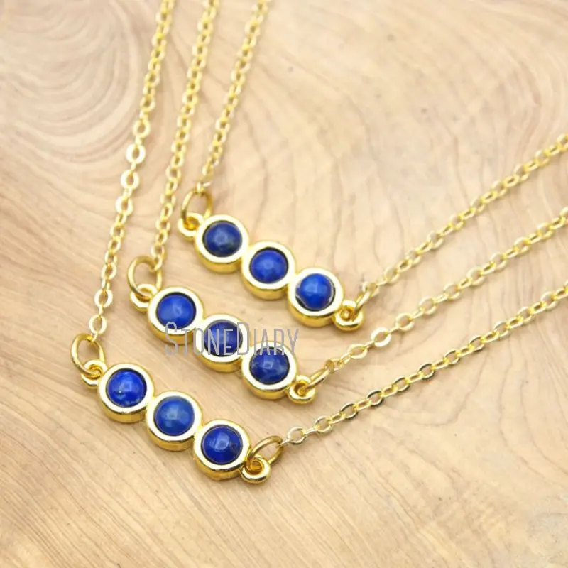 

NM15811 10 шт. Бестселлер натуральный драгоценный камень лазурит три цвета золота Круглые формы ожерелья распродажа 18-32 дюйма