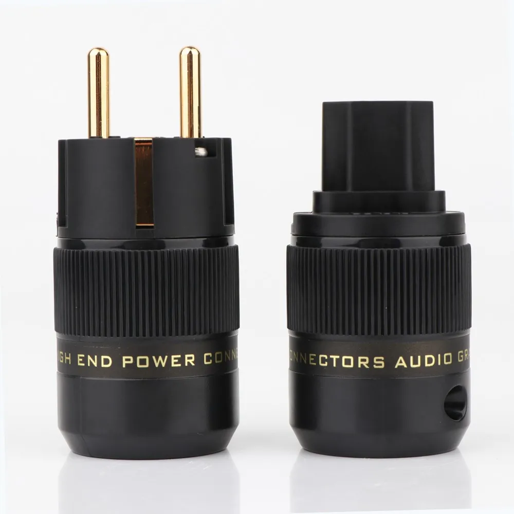 C-079(BGHi-End Schuko Power Plug EU/ European plug Male&Female Power Plug 24K Gold/Rhodium/Silver Plated Connectors for HIFI DIY