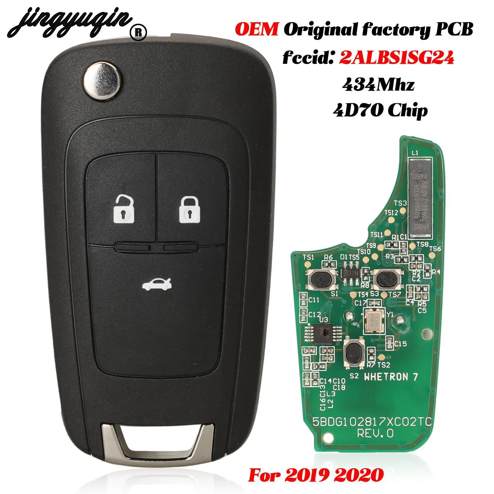 jingyuqin 3 Buttons For Chevrolet Aveo Cavalier 2019 2020 Fit Opel Smart Remote Car Key 434MHz ID70 Chip 2ALBS1SG24 Fob Original